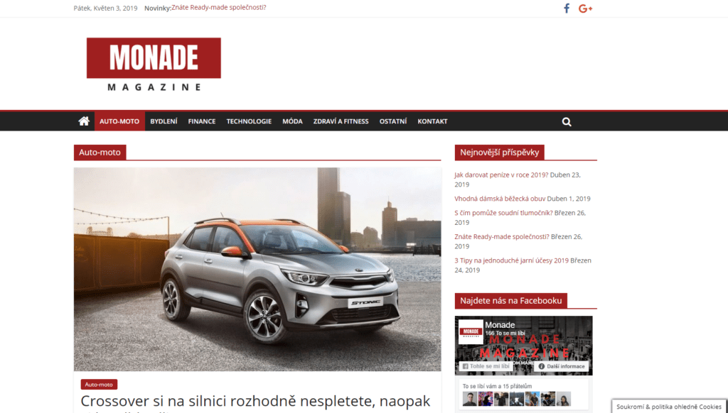 Zveřejnění PR článku na informačním magazínu Monade
