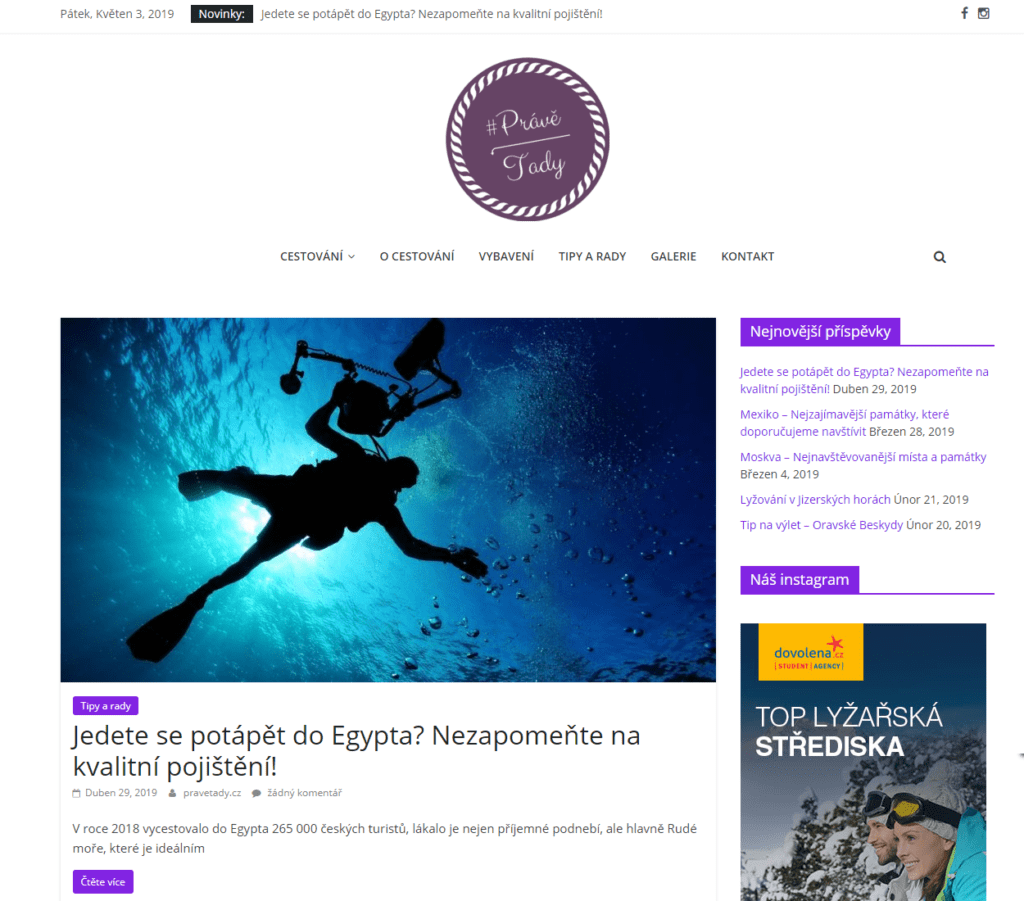 Zveřejnění PR článku na cestovatelském magazínu