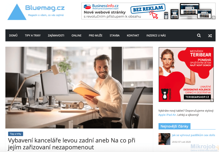 Publikace PR článku v magazínu Bluemag.cz