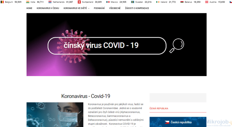 Kompletní web na prodej o koronaviru