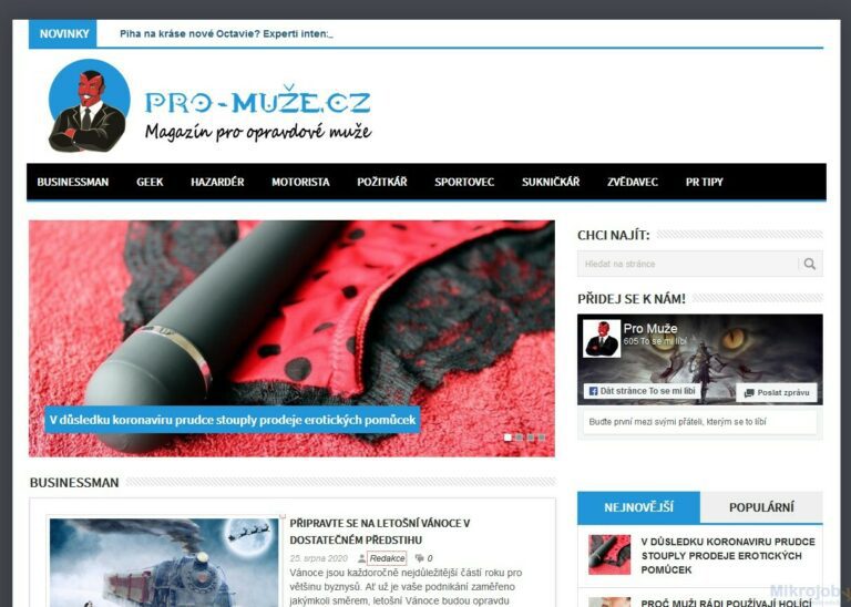 Publikace článku v magazínu pro moderní muže