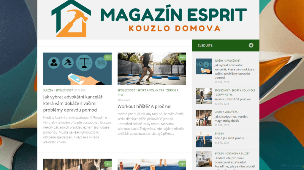Publikace PR článku v magazínu o rodině a bydlení