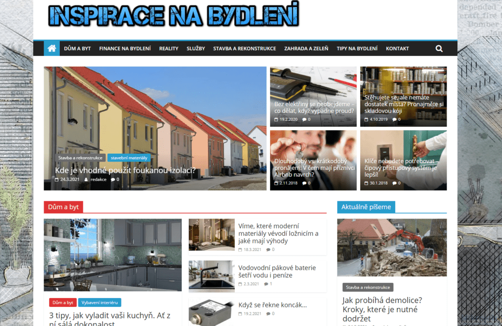 Publikace PR článku v magazínu o stavbě a bydlení
