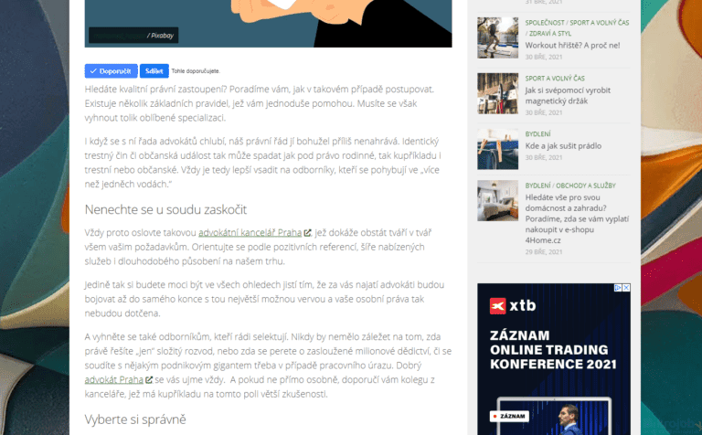 Publikace PR článku v magazínu o rodině a bydlení