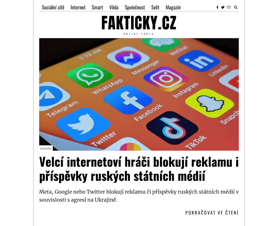 19858Publikace PR článku v magazínu Fakticky.cz