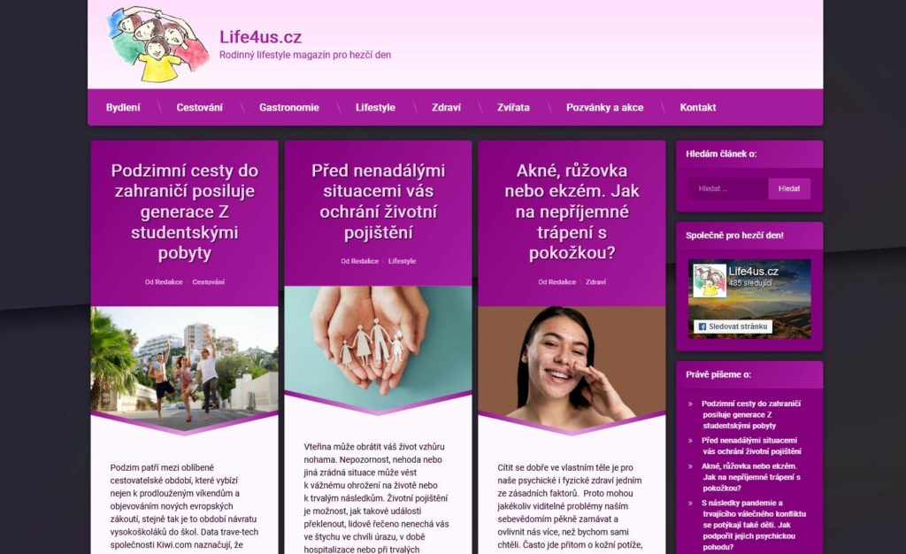 Publikace článku v rodinném lifestyle magazínu