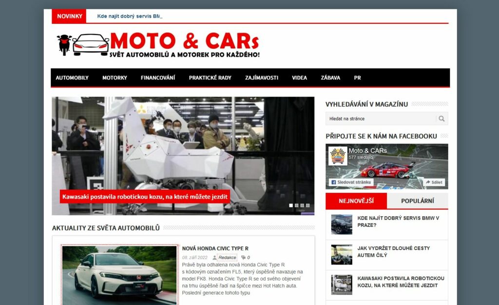 Publikace článku v auto-moto magazínu motocars.cz