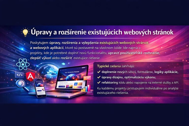 Úpravy a rozšíření existujících webových stránek – hodinově